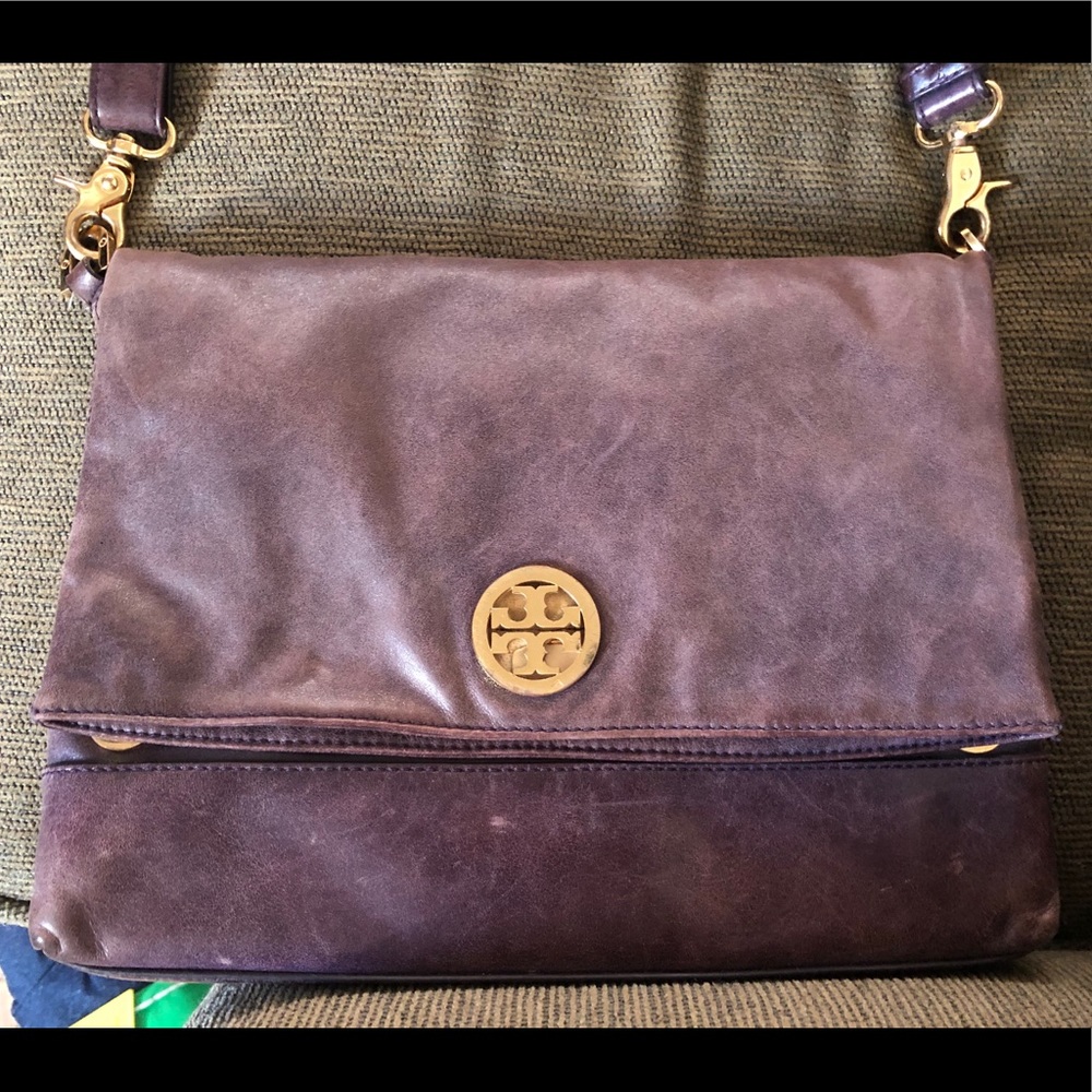 Auth Tory Burch Purple Crossbody Flap Over Bag - Picture 3 of 14